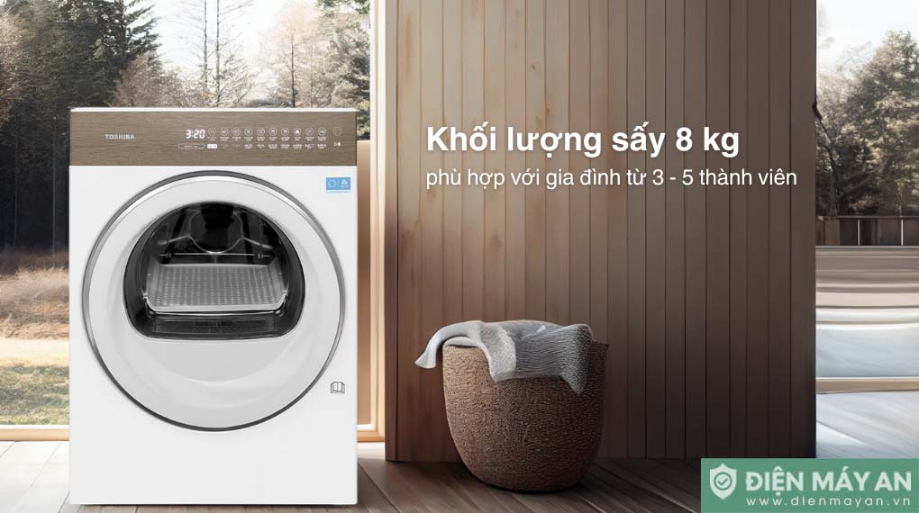 Máy sấy bơm nhiệt Toshiba 8 kg TD-T37BS90HWV(WT)